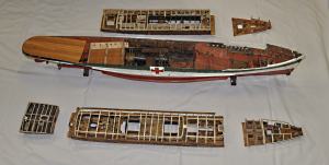 Hospital Ship model with decks and cabins exposed